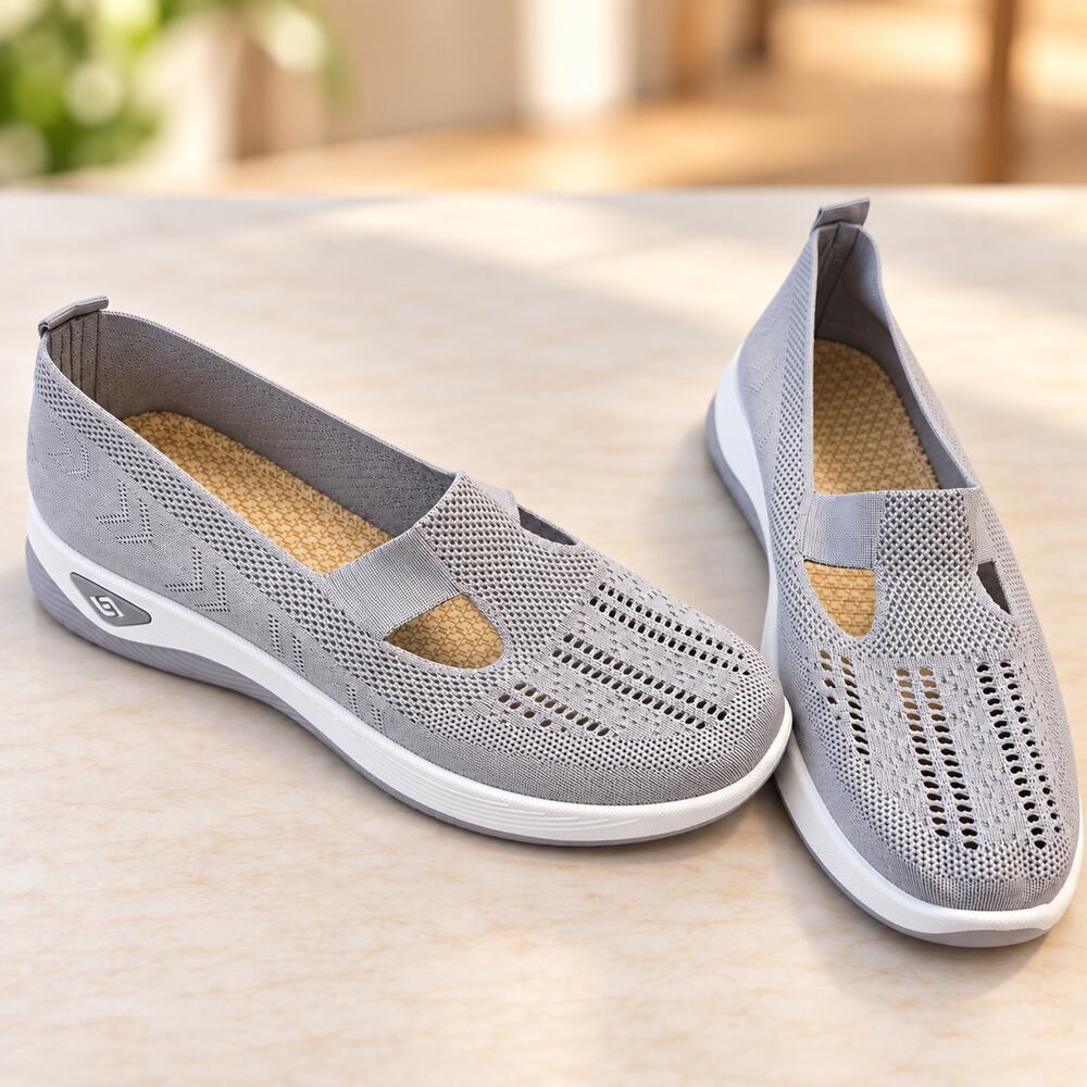 Women's Gray Knit Slip-On Walking Shoes EU 42 Approx US 10.5-11 Lightweight New